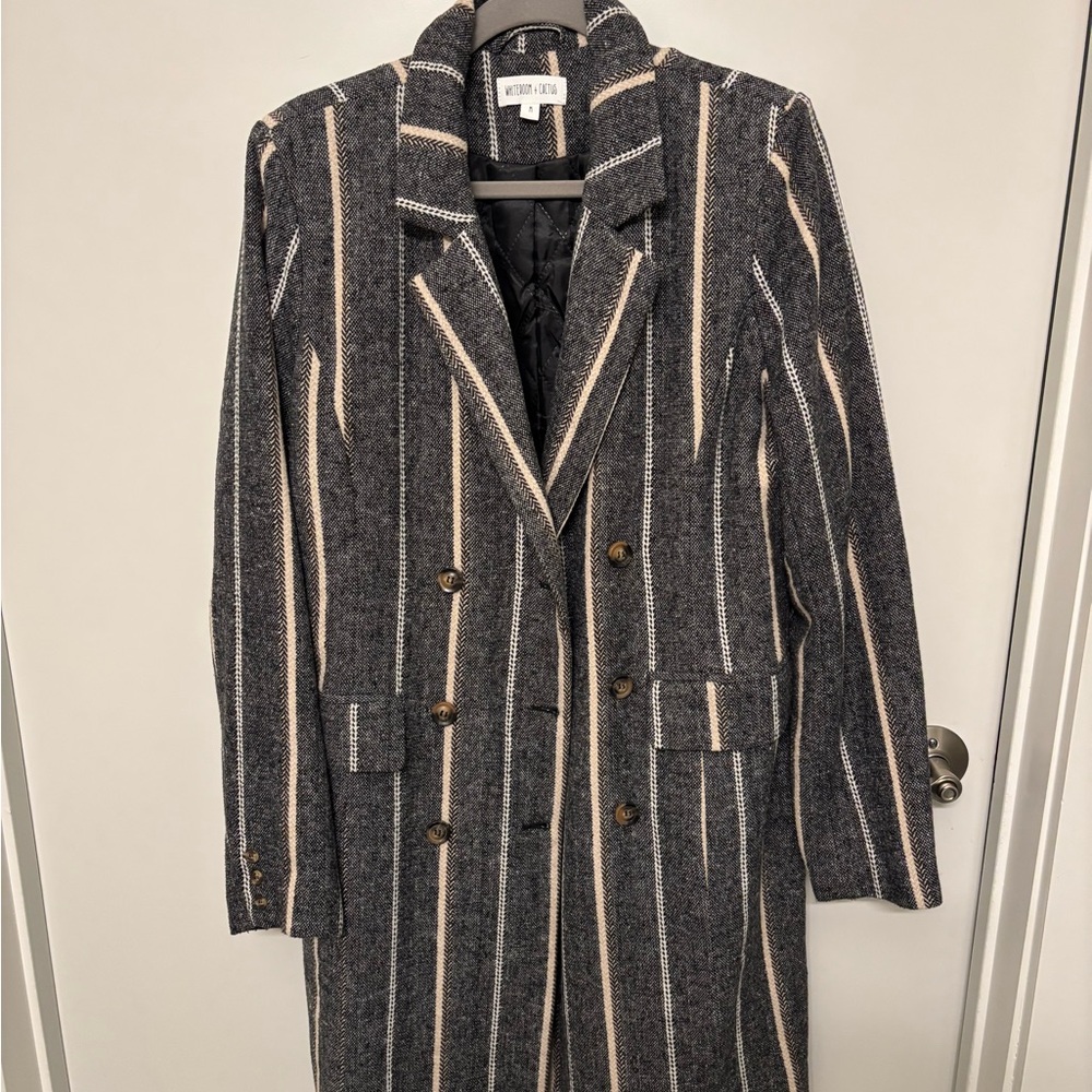 Zara Black and Cream Striped Blazer